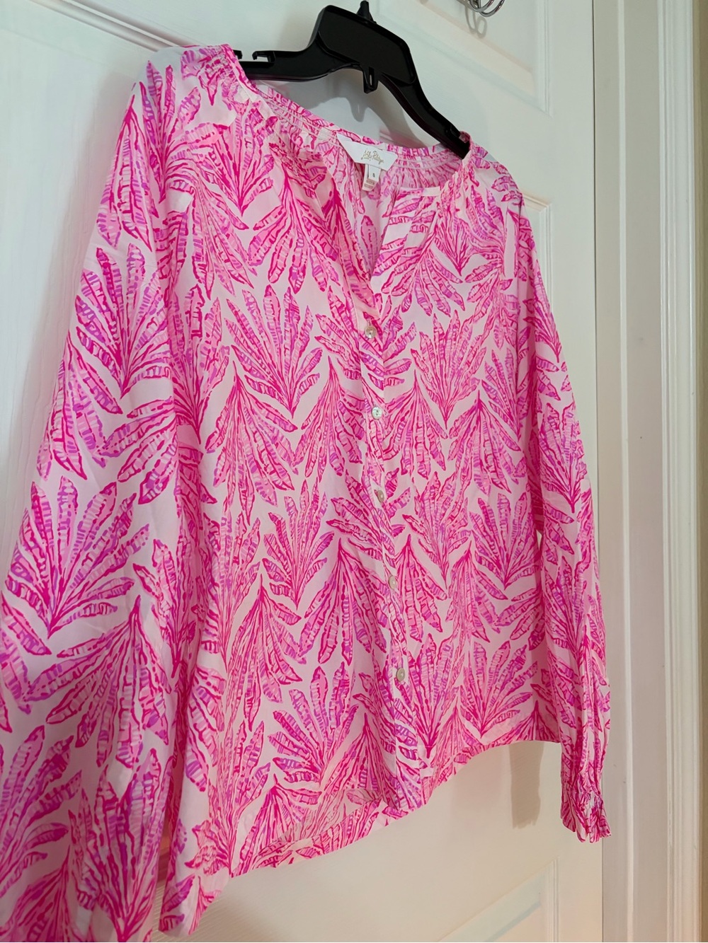 Lilly Pulitzer Pink Printed Button-Front Blouse - Picture 2 of 6